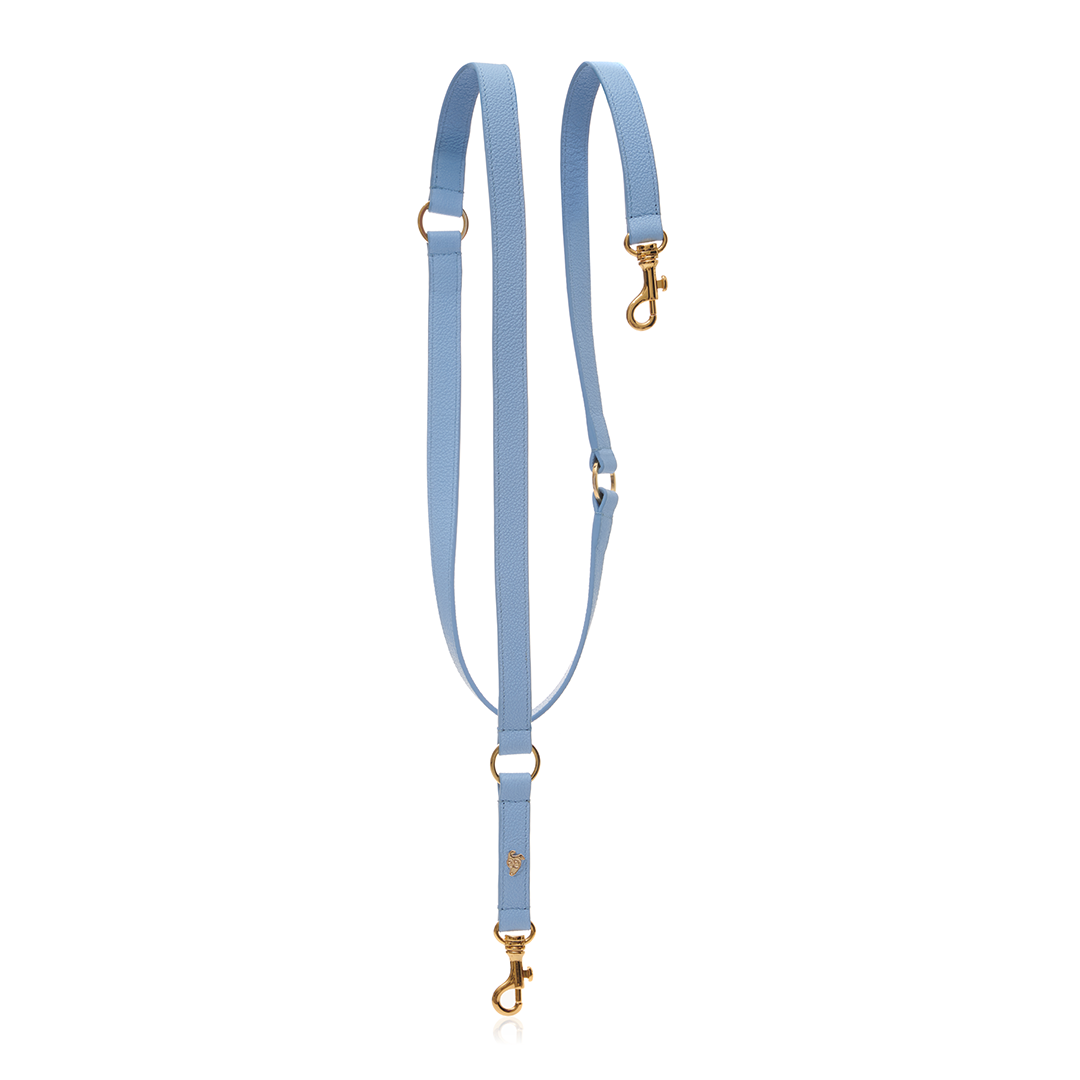 Adjustable Leather Dog Leash - Ciel Blue