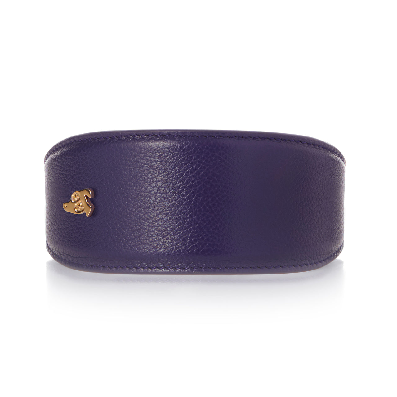 Wide Leather Dog Collar - Eggplant Purple