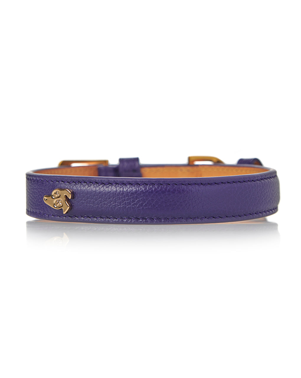 Dog Collar in Small Grained Leather - Eggplant
